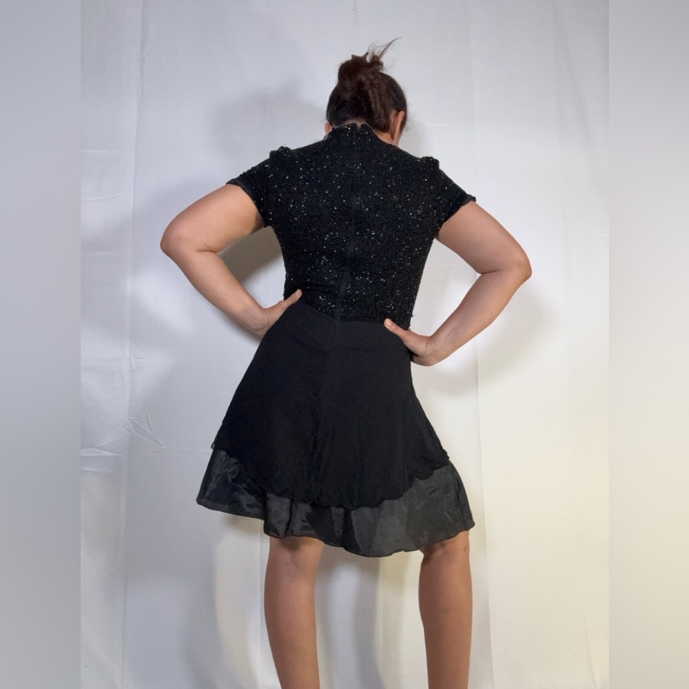 Papell Boutique Black Sparkle Mini Dress - Picture 10 of 11